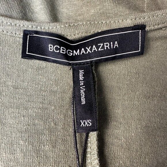 BCBGMAXAZRIA Women's Relaxed Linen Knot‎ Front Wrap V Neck Top, Size XXS, Green - Picture 10 of 12